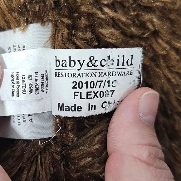 Restoration Hardware Baby Child Large Dark Brown Teddy Bear Shaggy Plush 2010 - Picture 7 of 7